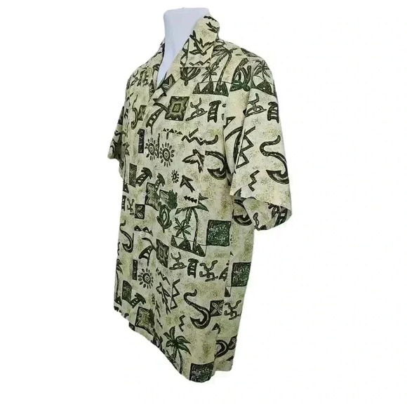 Vintage Malihini Hawaiian Shirt Size L Inside Out Short Sleeve Island Tribal - Picture 3 of 8